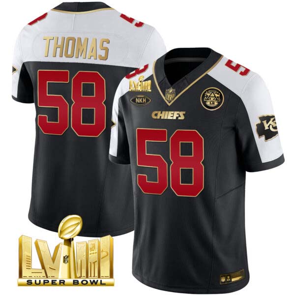 Men’s Chiefs Super Bowl LVIII Gold Patch Vapor Jersey V2 – All Stitched