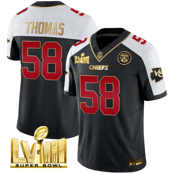 Men’s Chiefs Super Bowl LVIII Gold Patch Vapor Jersey – All Stitched