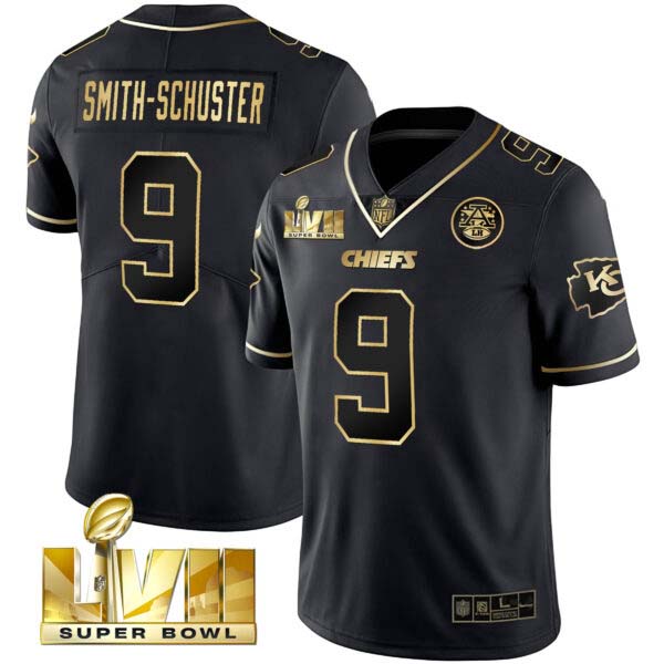 Men’s JuJu Smith-Schuster Chiefs White Gold & Black Gold Jersey – All Stitched