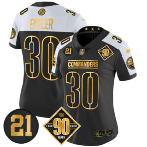 Women’s Washington Commanders 90th & Sean Taylor Patch Gold Vapor Limited Jersey – All Stitched