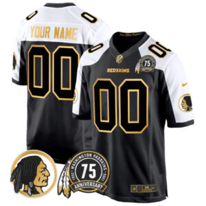 Washington Redskins 75th Patch Throwback Gold Game Custom Jersey – All Stitched