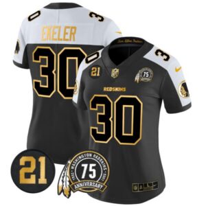 Women’s Washington Redskins 75th & Sean Taylor Patch Gold Vapor Limited Jersey – All Stitched