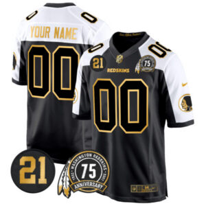 Washington Redskins 75th & Sean Taylor Patch Gold Game Custom Jersey – All Stitched