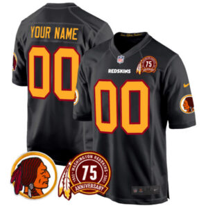 Washington Redskins 75th Patch Throwback Game Custom Jersey – All Stitched
