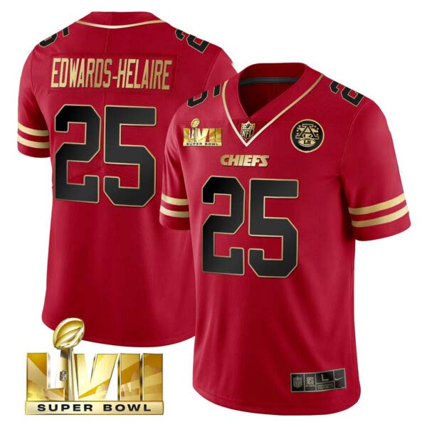 Men’s Chiefs Super Bowl LVII Red Gold Vapor Jersey – All Stitched