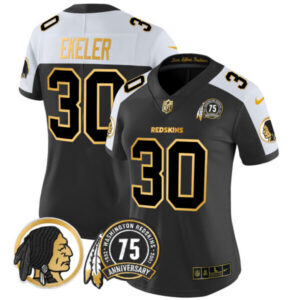 Women’s Washington Redskins 75th Patch Throwback Gold Vapor Limited Jersey – All Stitched
