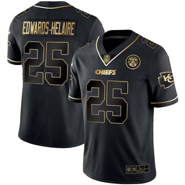 Men’s Chiefs Vapor Black Red Gold Limited – All Stitched