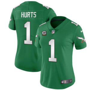 Women’s Eagles Kelly Green Gold Jersey – All Stitched