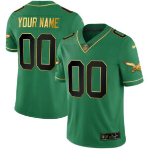 Eagles Kelly Green Gold Custom Jersey – All Stitched