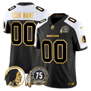 Washington Redskins 75th Patch Throwback Gold Vapor Limited Custom Jersey – All Stitched