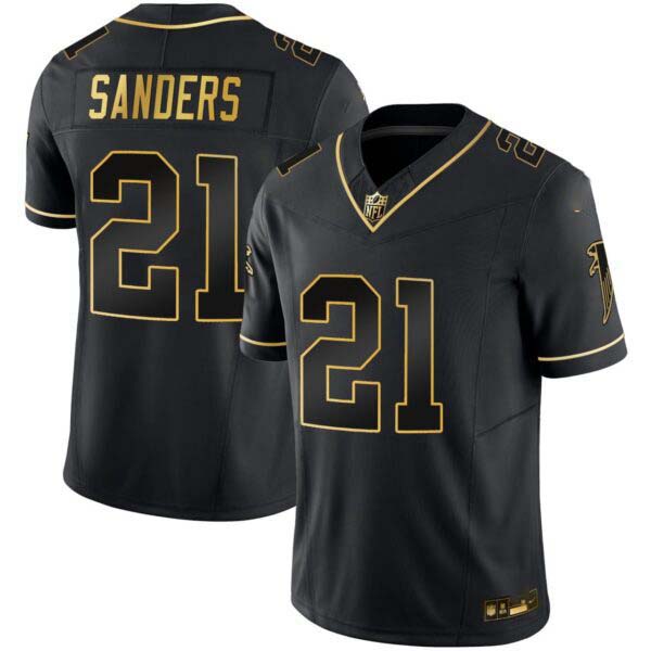Deion Sanders Atlanta Falcons Black Gold Jersey – All Stitched