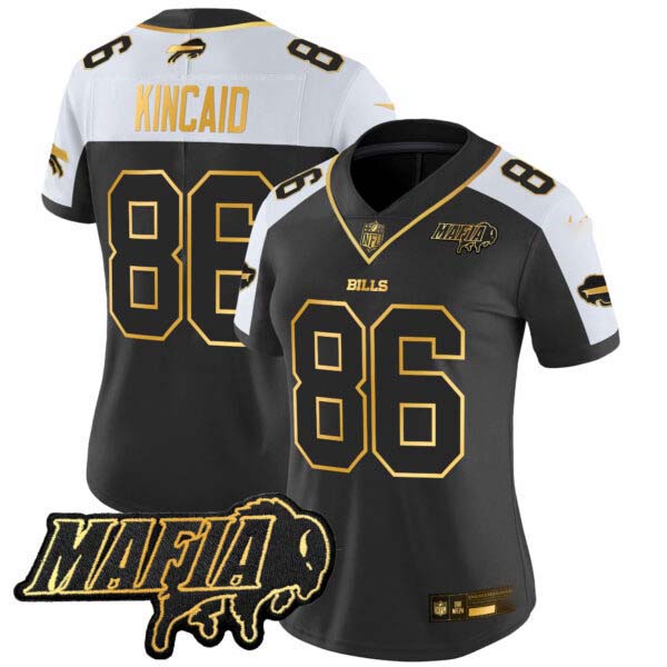 Women’s Buffalo Bills 2025 Bills Mafia Patch Gold Vapor Limited Jersey – All Stitched