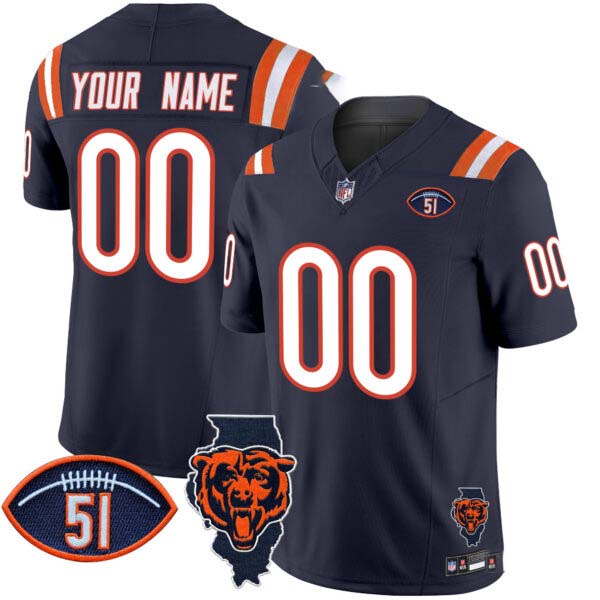 Bears Illinois Patch Vapor Limited Custom Jersey V2 – All Stitched
