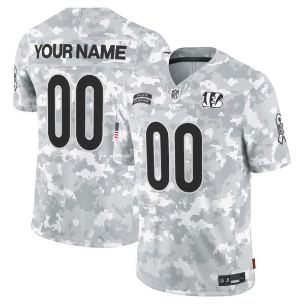 Cincinnati Bengals 2024 Salute to Service Vapor Limited Custom Jersey – Arctic Camo – All Stitched