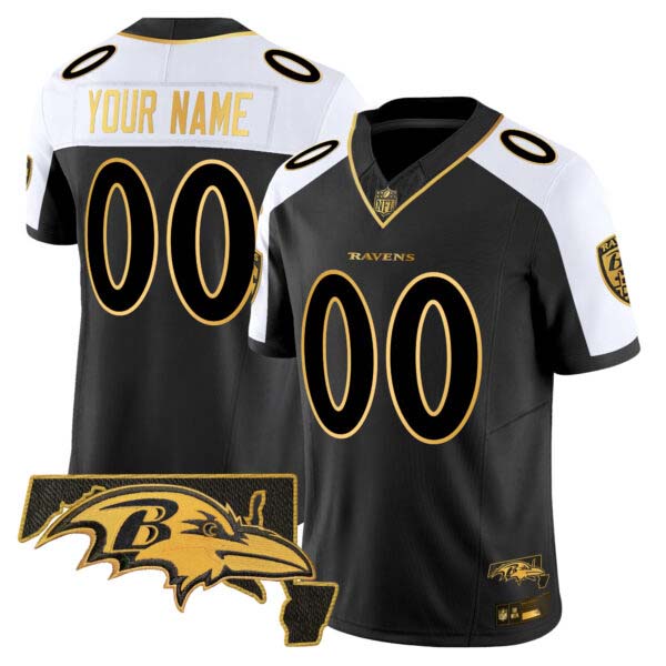 Ravens Maryland Patch Gold Vapor Limited Custom Jersey V2 – All Stitched