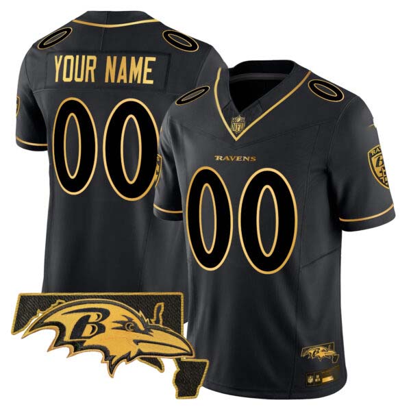 Ravens 2024 Gold Vapor Limited Custom Jersey – All Stitched