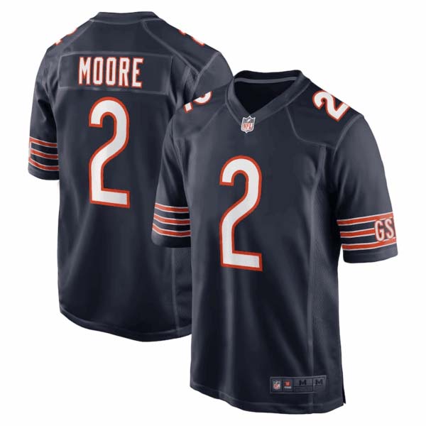 D.J. Moore Chicago Bears GSH Navy Game Jersey – All Stitched
