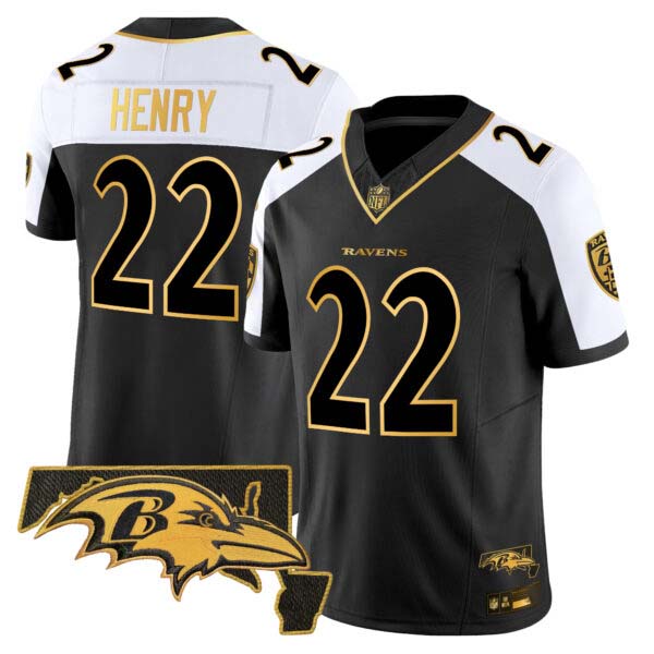 Men’s Ravens 2024 Gold Vapor Limited Jersey – All Stitched