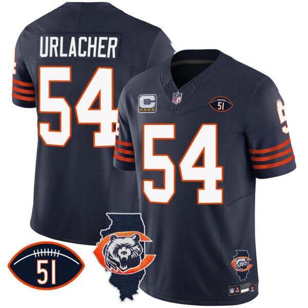 Men’s Bears Throwback Illinois Patch Vapor Jersey – All Stitched