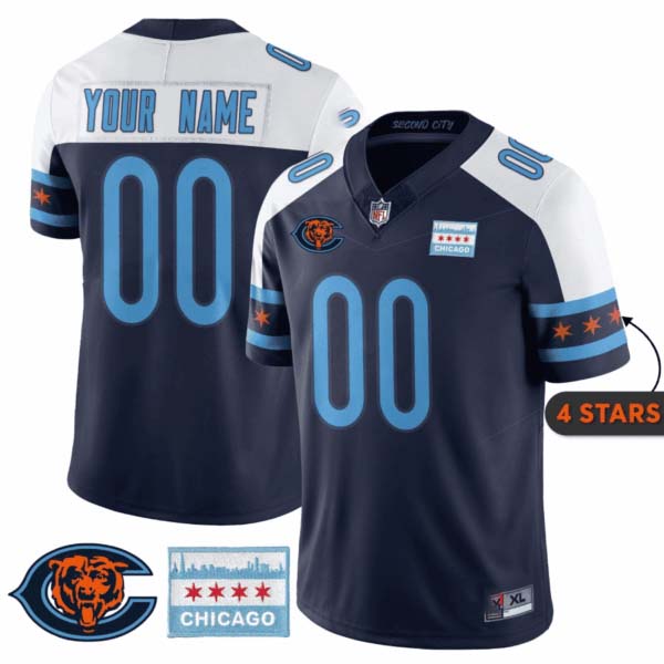 Chicago Bears City Edition Custom Jersey – Chicago Flag – All Stitched