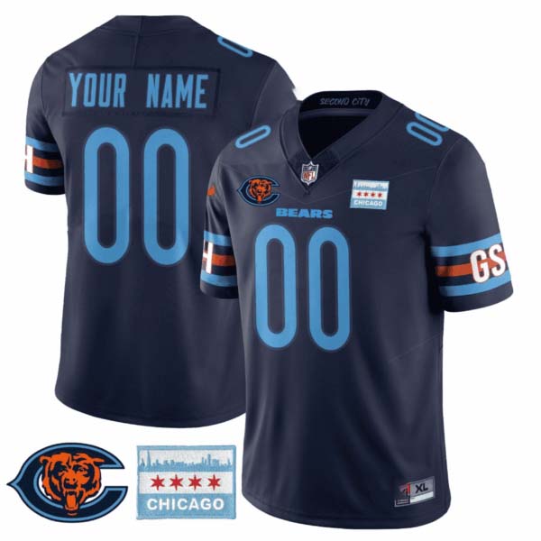 Chicago Bears City Edition GSH Custom Jersey – Chicago Flag – All Stitched