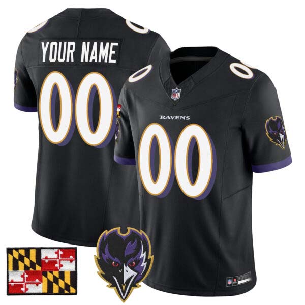 Baltimore Ravens 2024 Maryland Flag Vapor Limited Custom Jersey V2 – All Stitched