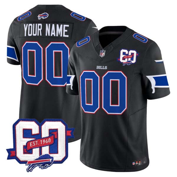 Bills 60th Anniversary Patch Vapor Limited Custom Jersey – All Stitched