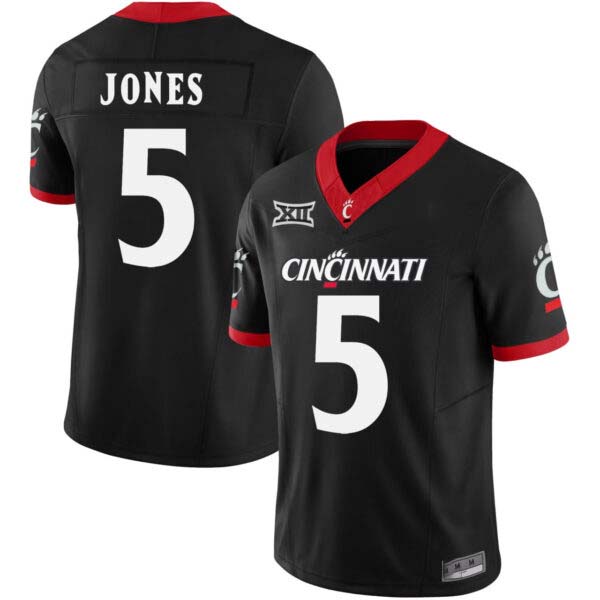 Men’s Jones #5 Cincinnati Bearcats Black Limited Jersey – All Stitched