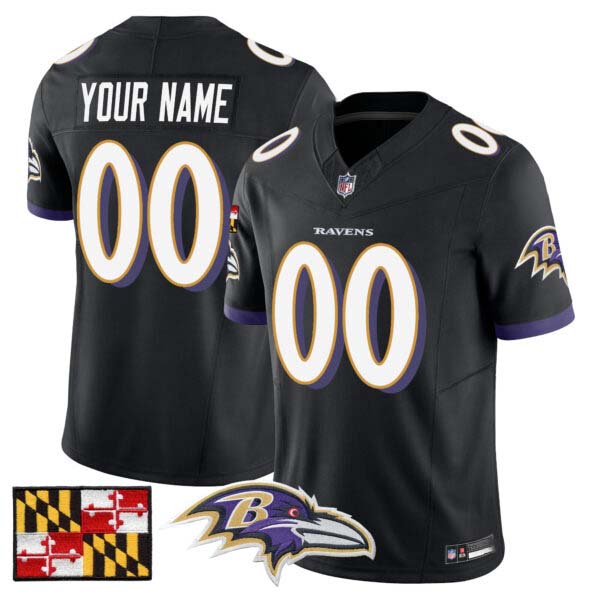Baltimore Ravens 2024 Maryland Flag Vapor Limited Custom Jersey – All Stitched