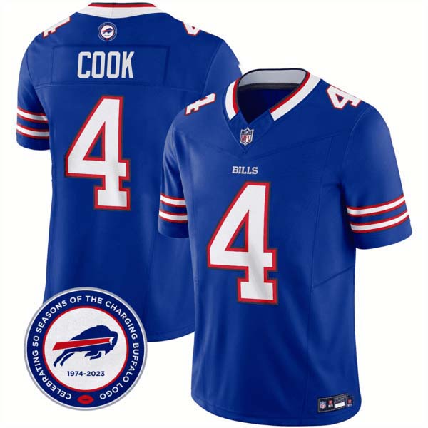 Men’s Buffalo Bills 50th Charging Logo Patch Vapor Limited Jersey – All Stitched