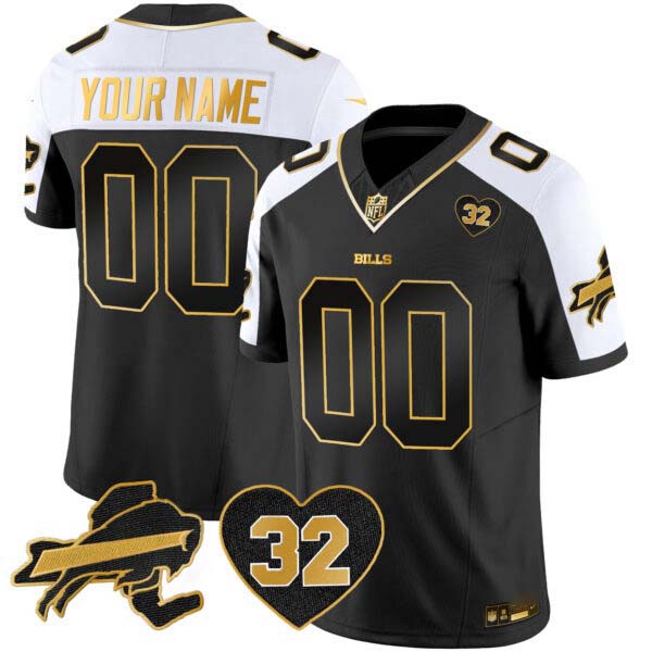 Bills O.J. Simpson Patch Gold Vapor Limited Custom Jersey – All Stitched