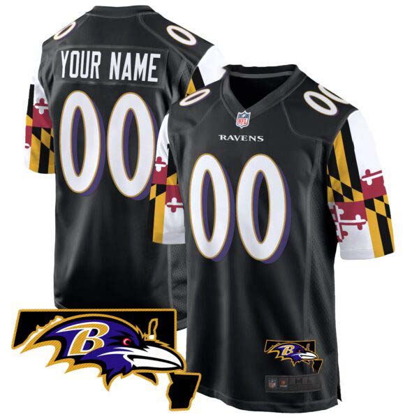 Ravens Maryland Flag Game Custom Jersey – All Stitched