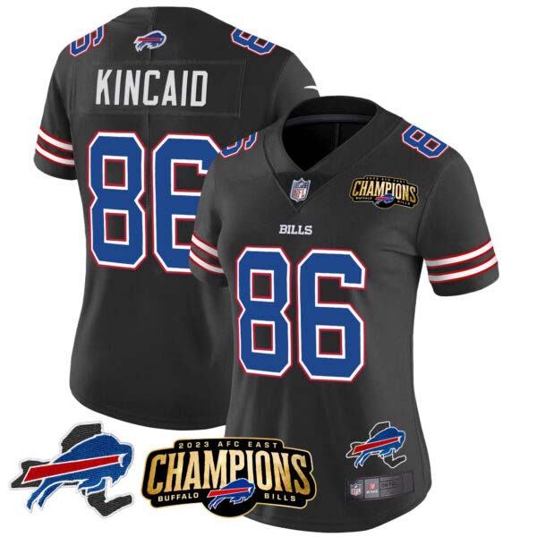 Women’s Bills 2023 AFC East Champions Patch Gold Vapor Jersey V2 – All Stitched