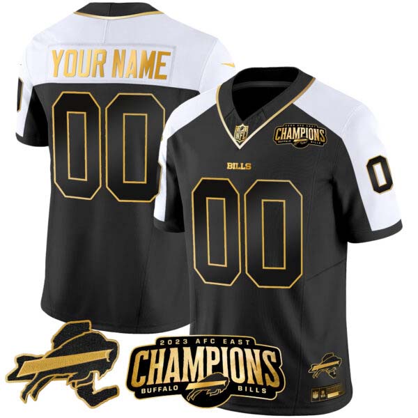 Bills 2023 AFC East Champions Patch Gold Vapor Custom Jersey V2 – All Stitched