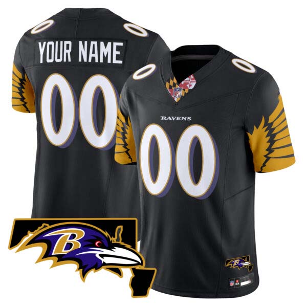 Ravens Maryland Patch Vapor Limited Custom Jersey V3 – All Stitched