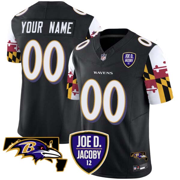 Ravens Joe D & Jacoby Patch Vapor Limited Custom Jersey V2 – All Stitched