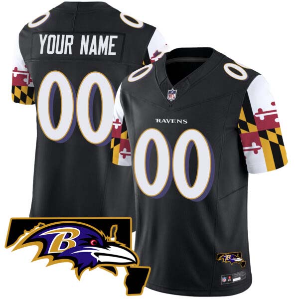 Ravens Maryland Flag Vapor Limited Custom Jersey V2 – All Stitched