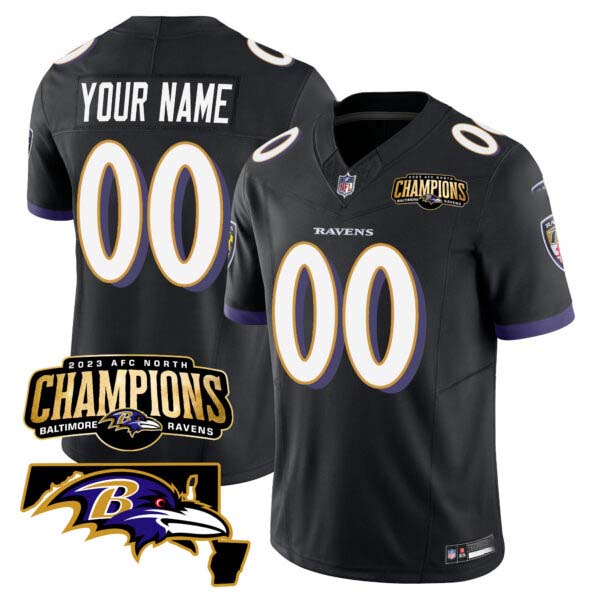 Ravens 2023 AFC North Champions & Maryland Patch Vapor Custom Jersey – All Stitched