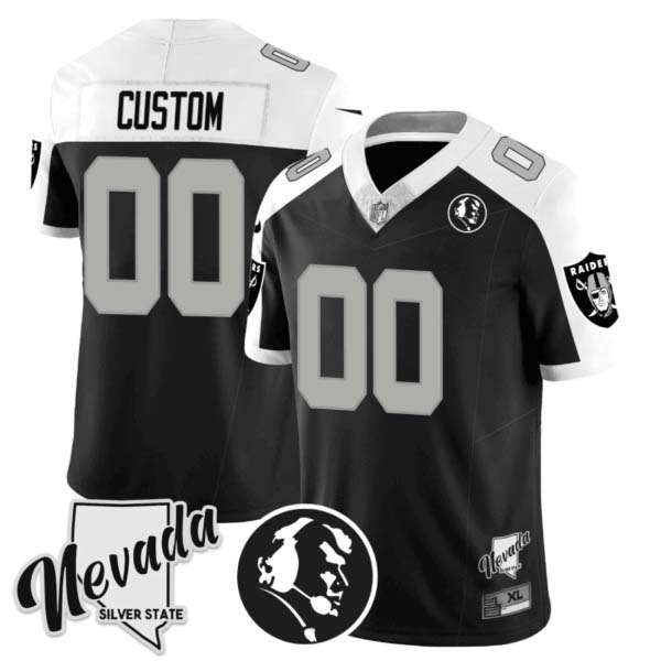 Raiders John Madden Honoring & Nevada Silver State Patch Vapor Custom Jersey – All Stitched