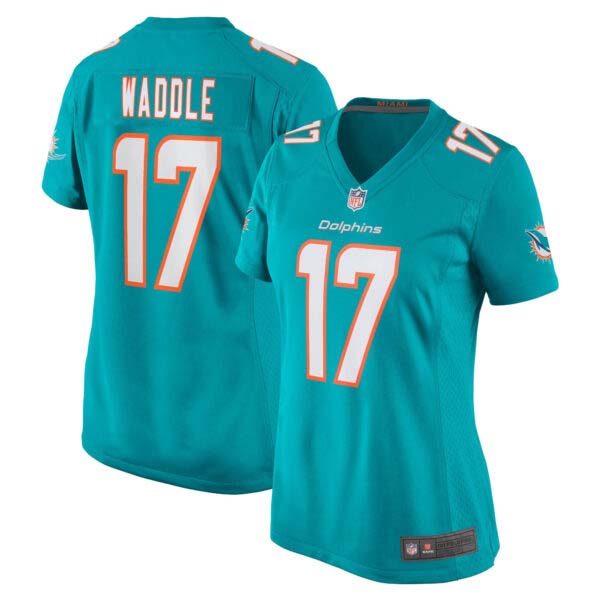 Women’s Jaylen Waddle Miami Dolphins Aqua Jersey – All Stitched