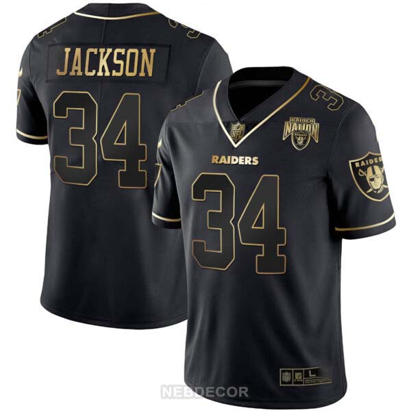 Men’s Raider Nation Patch White Gold and Black Gold Jersey – All Stitched