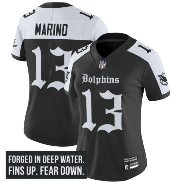 Women’s Miami Dolphins ‘Gothic Deep Water Edition’ Vapor Limited Jersey – All Stitched