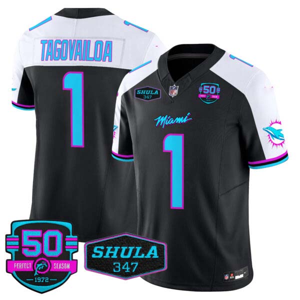 Men’s Dolphins “Miami Vice” Vapor Limited Jersey V4 – All Stitched