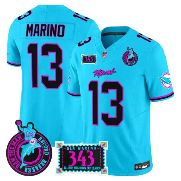 Men’s Dolphins “Dan the Man Record Breaker” Patch Vapor Limited Jersey – All Stitched