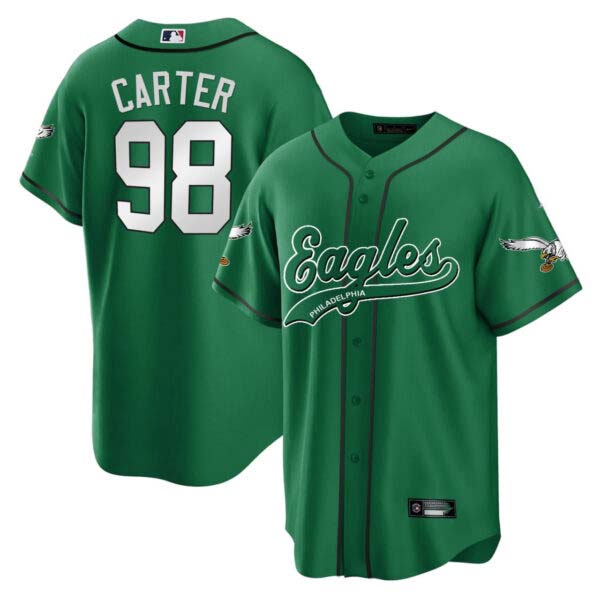 JAYLEN CARTER EAGLES KELLY GREEN BASEBALL JERSEY – ALL STITCHED