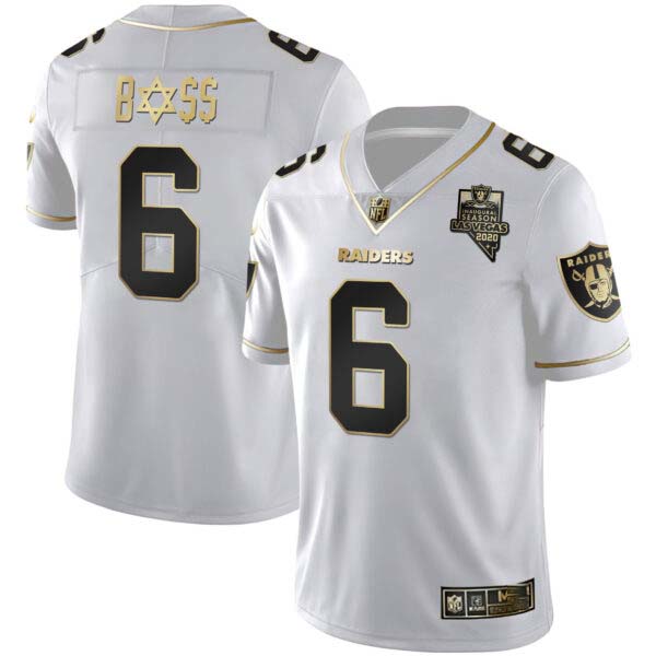 Raiders White Gold BOSS Vapor Jersey – All Stitched