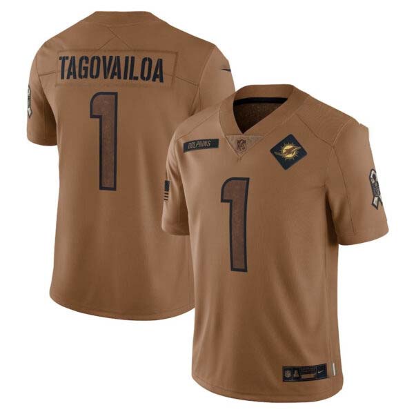 Tua Tagovailoa Miami Dolphins Salute To Service Limited Jersey – Brown – All Stitched