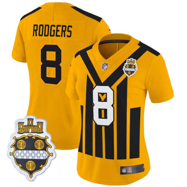 Women’s Pittsburgh Steelers 1933 Patch Throwback Vapor Limited Jersey – All Stitched
