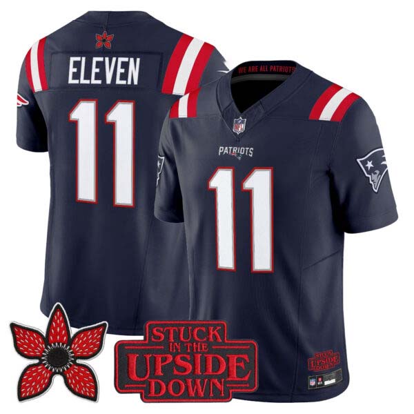 Men’s New England Patriots ‘Stranger Things Edition’ Vapor Limited Jersey V2 – All Stitched