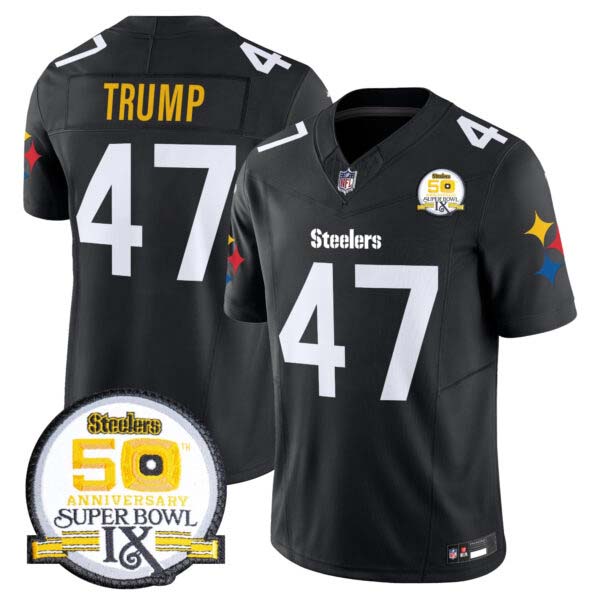 Men’s Steelers 50th Anniversary Of Super Bowl IX Patch Vapor Limited Jersey V2 – All Stitched
